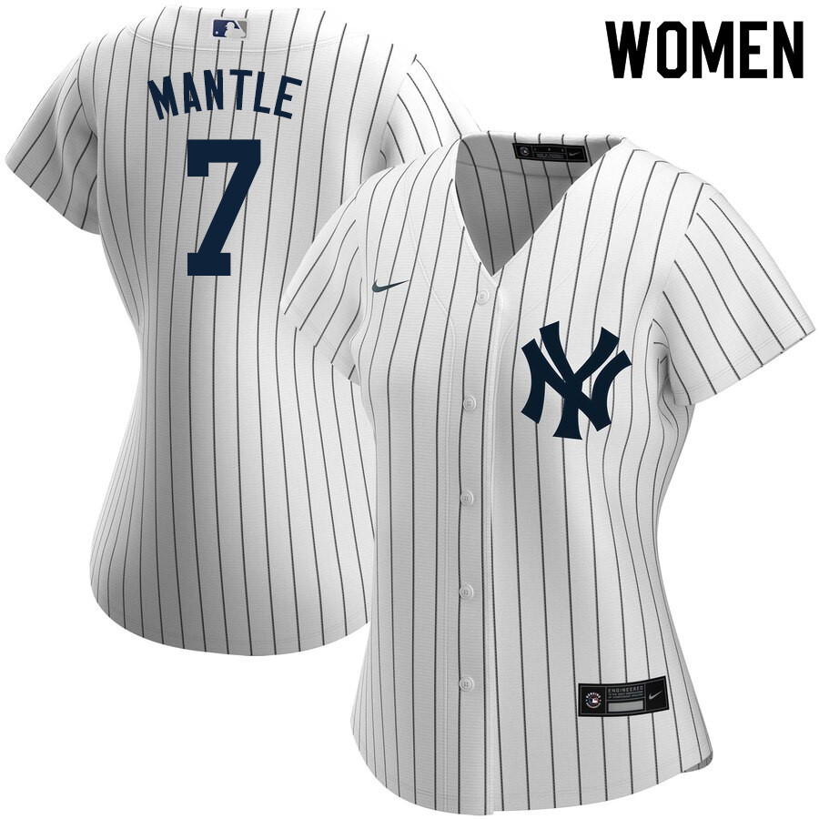 2020 Nike Women #7 Mickey Mantle New York Yankees Baseball Jerseys Sale-White